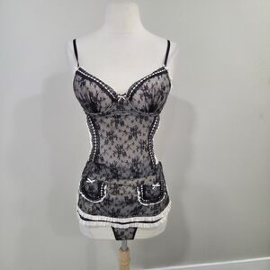 Victoria's Secret Black and White Lace Chemise